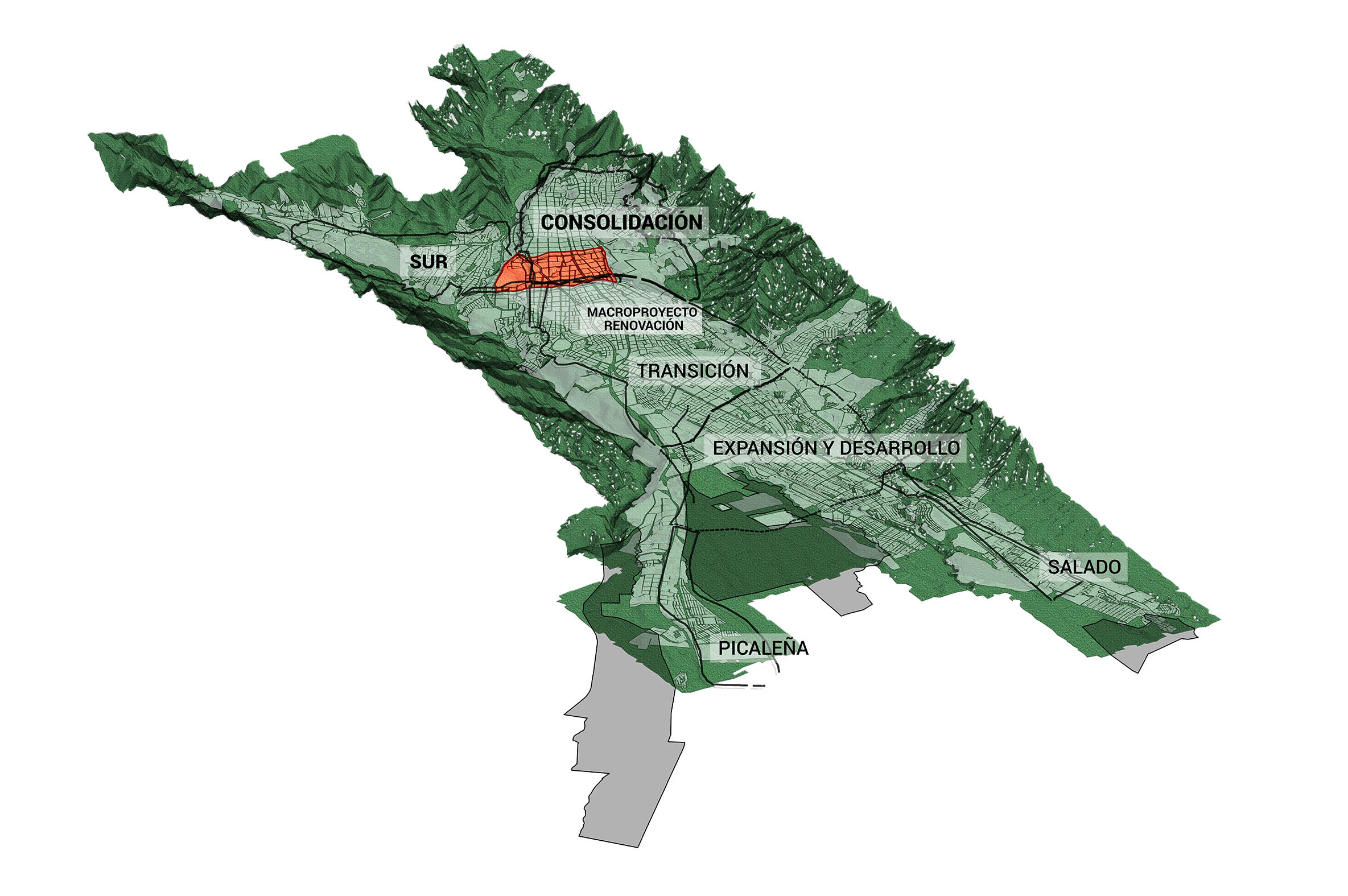 ibague main rings and urban renewal area localization